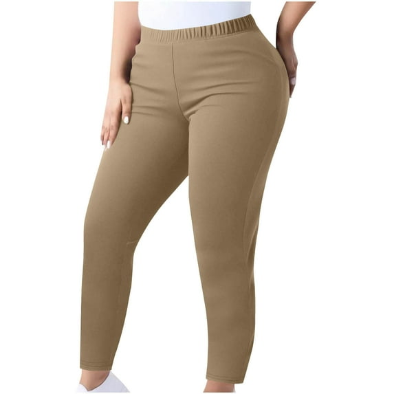 tarylea Plus Size Yoga Leggings for Women Slim Fitted Elastic Waist Pants Solid Color Bottoms Casual Stretch Comfy Yoga Workout Pants