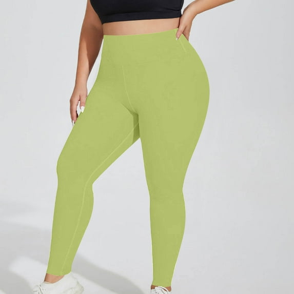 tarylea Plus Size Yoga Pants for Women High Rise Slim Fitted Leggings Solid Color Stretch Trousers Casual Comfy Workout Gym Pants