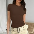 thumbnail image 1 of tarylea Ribbed Tee Tops for Women Short Sleeve Crew Neck Slim Fitted Crop Tops Casual Summer Stretch Comfy Cute T-Shirts, 1 of 5