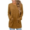 thumbnail image 1 of tarylea Ribbed Tops for Women Long Sleeve Crew Neck Tunic Tops Casual Loose Fall Comfy Solid Color Tops with Pockets, 1 of 5