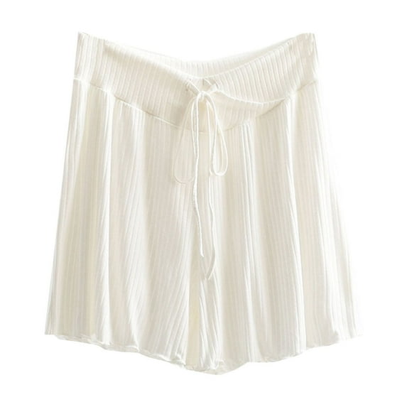 tarylea Shorts for Women Drawstring High Rise Stretch Shorts Solid Color Wide Leg Ruffled Hem Shorts Casual Loose Summer Comfy Shorts