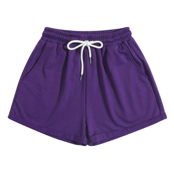 tarylea Shorts for Women Drawstring Solid Color Shorts Elastic Waist Wide Leg Shorts with Pockets Casual Comfy Summer Basic Shorts