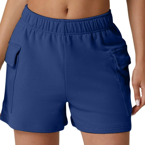tarylea Shorts for Women Elastic Waisted Cargo Shorts Straight Wide Leg Casual Summer Shorts with Pockets