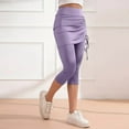 thumbnail image 1 of tarylea Skorts Leggings for Women 2 in 1 Drawstring High Rise Pants Slim Fitted Solid Color Capri Pants 3/4 Length Casual Stretch Pants, 1 of 9