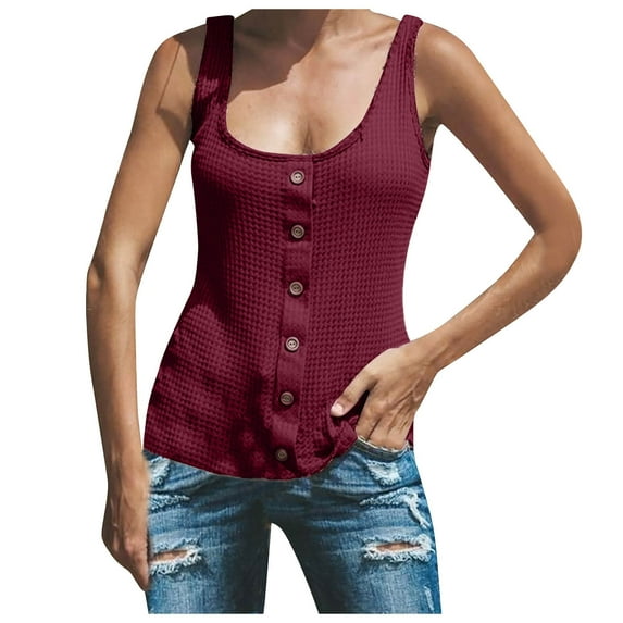 tarylea Square Neck Tank Tops for Women Casual Sleeveless Knit Top Cute Summer Top Loose Fitted