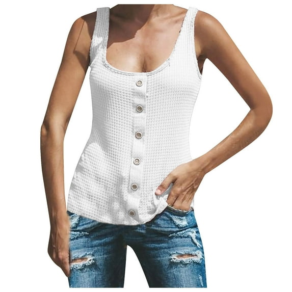tarylea Square Neck Tank Tops for Women Casual Sleeveless Knit Top Cute Summer Top Loose Fitted