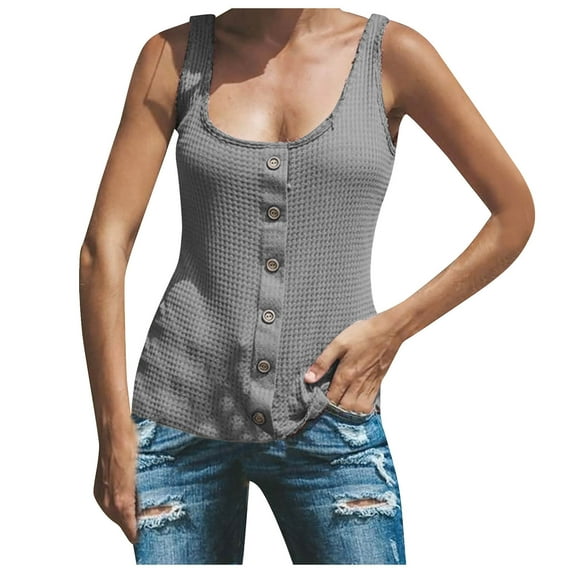 tarylea Square Neck Tank Tops for Women Casual Sleeveless Knit Top Cute Summer Top Loose Fitted