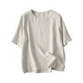 thumbnail image 1 of tarylea Summer T-Shirt for Women Elbow Length Sleeve Scoop-Neck Loose Fitting Comfy Side Slit Basic Daily Wear Tees, 1 of 8