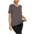 thumbnail image 1 of tarylea Summer T-Shirt for Women Short Sleeve V Neck Side Slit Loose Fitting Comfy Daily Wear Basic Tees, 1 of 5