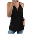 thumbnail image 1 of tarylea Summer Tank Tops for Women Halter V Neck Half Button-Down Fitted Comfy Sleeveless Casual Tunic Tops with Pocket, 1 of 7