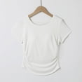 thumbnail image 1 of tarylea Summer Tops for Women Short Sleeve Crew Neck Ruched Side Built in Bra T-Shirts Casual Comfy Solid Color Tops, 1 of 5
