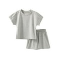 thumbnail image 1 of tarylea Summer Unisex Pajamas Sets for Toddler Baby Girls Boys Crew Neck Short Sleeve Tops Elastic Waist Wide Leg Shorts Solid Color Sleepwear Suits Casual Loose Toddler Sets for 1-10 Years, 1 of 6