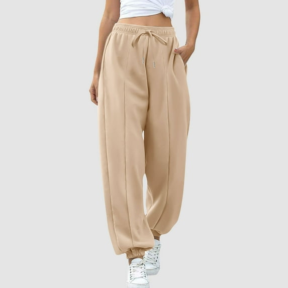 tarylea Sweatpants for Women Drawstring Cinch Bottom Trousers Solid Color Elastic Waist Pants with Pockets Casual Loose Comfy Pants