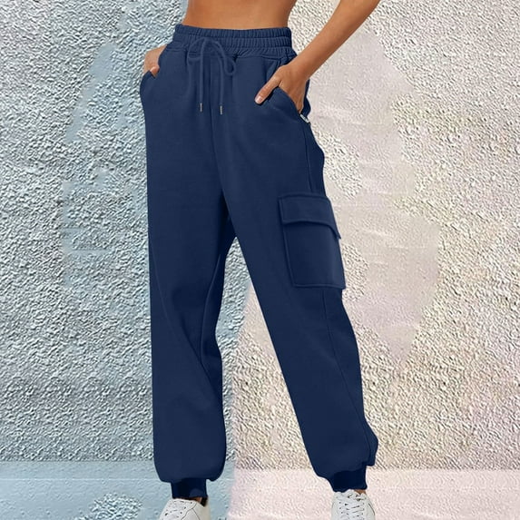 tarylea Sweatpants for Women Drawstring Elastic Waist Cargo Pants Solid Color Cinch Bottom Pants with Pockets Casual Comfy Workout Pants