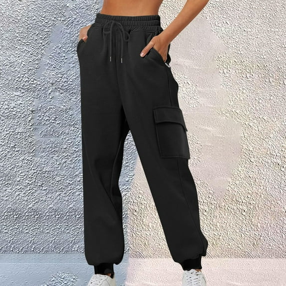 tarylea Sweatpants for Women Drawstring Elastic Waist Cargo Pants Solid Color Cinch Bottom Pants with Pockets Casual Comfy Workout Pants
