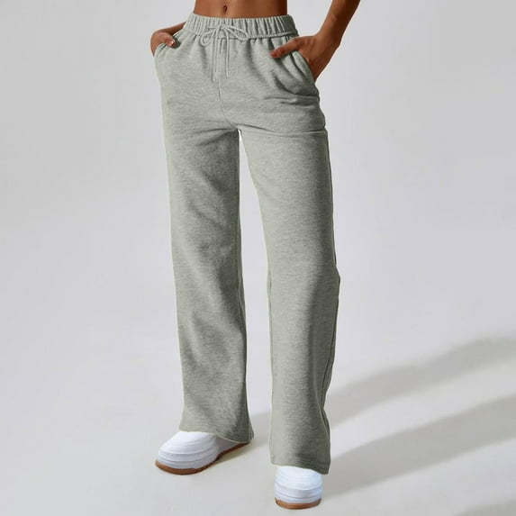 tarylea Sweatpants for Women Drawstring Elastic Waist Trousers Solid Color Straight Leg Pants with Pockets Casual Loose Comfy Pants
