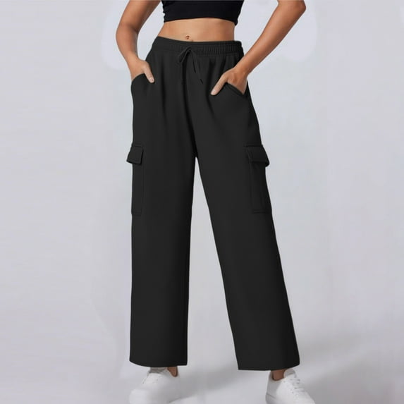 tarylea Sweatpants for Women Elastic Waist Drawstring Trousers Solid Color Loose Pants with Pockets Casual Comfy Dailywear Pants