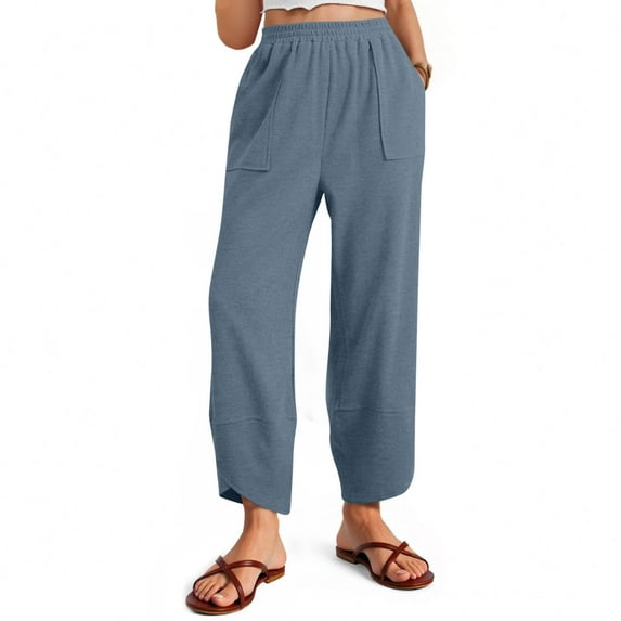 tarylea Sweatpants for Women Elastic Waist Irregular Hem Trousers Solid Color Loose Pants with Pockets Casual Dressy Comfy Pants