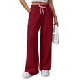 thumbnail image 1 of tarylea Sweatpants for Women Wide Leg Elastic Waist Trousers Solid Color Drawstring Pants Casual Loose Dressy Workout Pants, 1 of 7