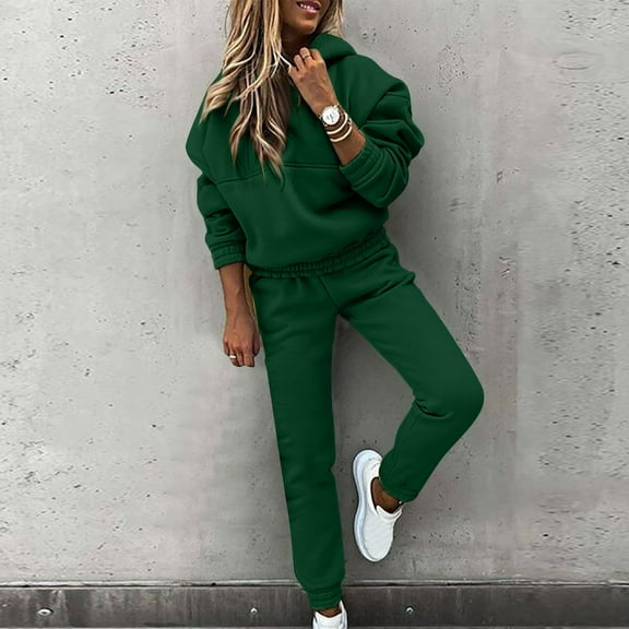 tarylea Sweatsuits for Womens Two Piece Sets Long Sleeve Hoodies Cinch Bottom Elastic Waist Fitted Pants Casual Fall Tracksuits