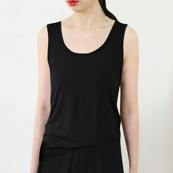 tarylea Tank Tops for Women Sleeveless Round Neck Tee Tops Casual Loose Summer Comfy Solid Color T-Shirts