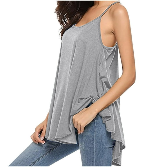 tarylea Tank Tops for Women Sleeveless Spaghetti Strap Racerback Irregular Hem Tunic Tops Casual Loose Summer Comfy Blouse Tops