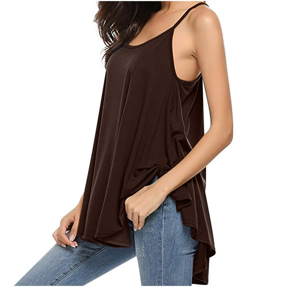 tarylea Tank Tops for Women Sleeveless Spaghetti Strap Racerback Irregular Hem Tunic Tops Casual Loose Summer Comfy Blouse Tops