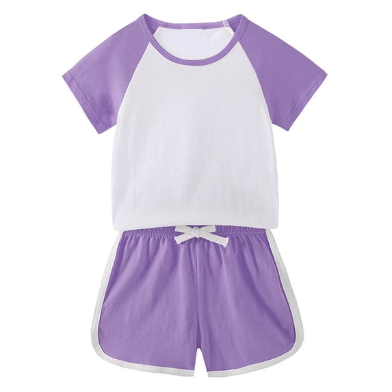 tarylea Toddler Baby Boys Girls Clothes Short Sleeve T Shirts Wide Leg Shorts Sets Color Block Summer Outfits