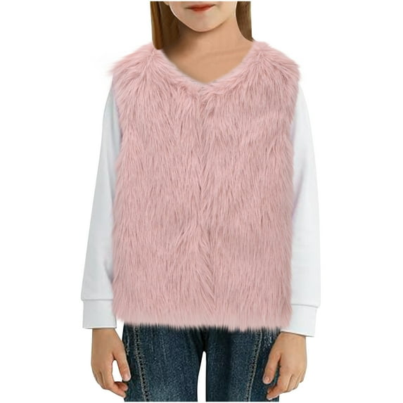 tarylea Toddler Baby Clothes for Girls V Neck Sleeveless Vests Solid Color Comfy Jackets Casual Warm Winter Tops Trendy Outwear Tops for 4-14 Years