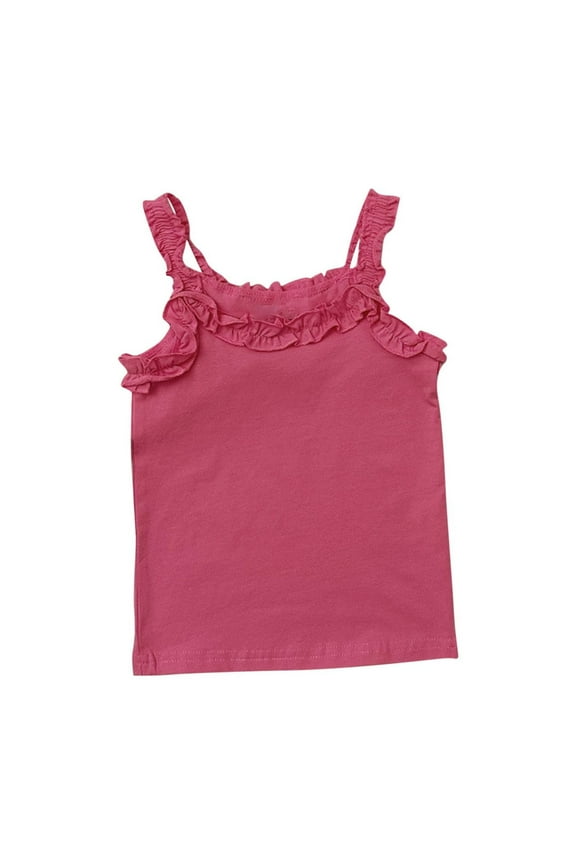Toddler Baby Girl Cotton Tank Tops Newborn Ruffle Sleeveless Shirts Infant Scoop Neck Cami Top