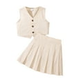 thumbnail image 1 of tarylea Toddler Baby Girl Skirts Sets Sleeveless Button down Vest Pleated A Linen Mini Dress Clothing Sets, 1 of 8