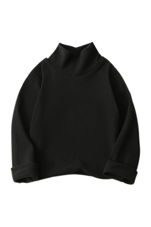 Toddler Baby Girls Boys Clothes Half High Neck Long Sleeve Undershirt Solid Color Comfy Tops Casual Loose Fall Basic Infant Tops for 6 Months-8 Years