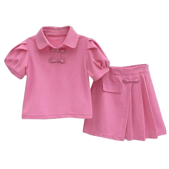tarylea Toddler Baby Girls Skirts Sets Puff Short Sleeve Top Pleated Skorts Cute Summer Outfits