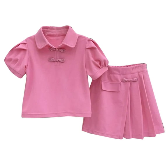 tarylea Toddler Baby Girls Skirts Sets Puff Short Sleeve Top Pleated Skorts Cute Summer Outfits
