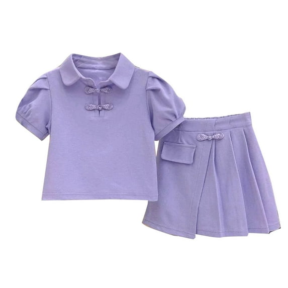 tarylea Toddler Baby Girls Skirts Sets Puff Short Sleeve Top Pleated Skorts Cute Summer Outfits