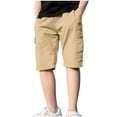 thumbnail image 1 of tarylea Toddler Boys Cargo Shorts Wide Leg Cotton Shorts High Waisted Knee Length Summer Shorts, 1 of 9