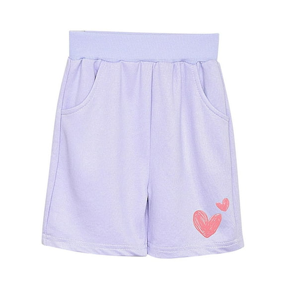 tarylea Toddler Clothes Baby Girls Sweat Shorts Heart Print High Waisted Gym Shorts Wide Leg Cotton Athletic Shorts