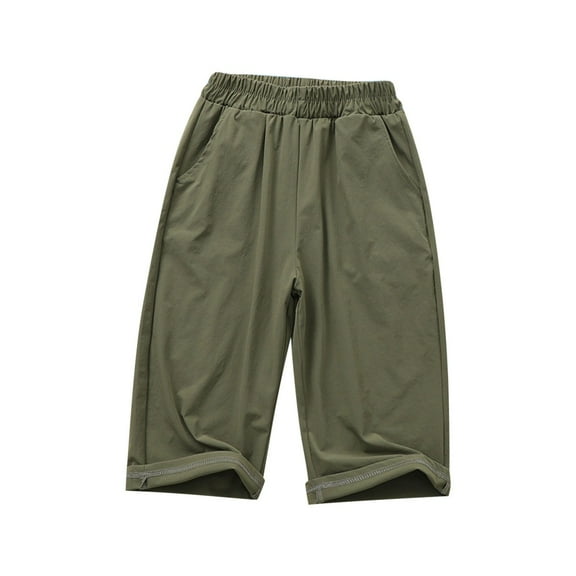 tarylea Toddler Clothes Boys Girls Capri Pants Unisex Quick Dry Capris Lightweight Pull on Summer Cropped Lounge Trousers
