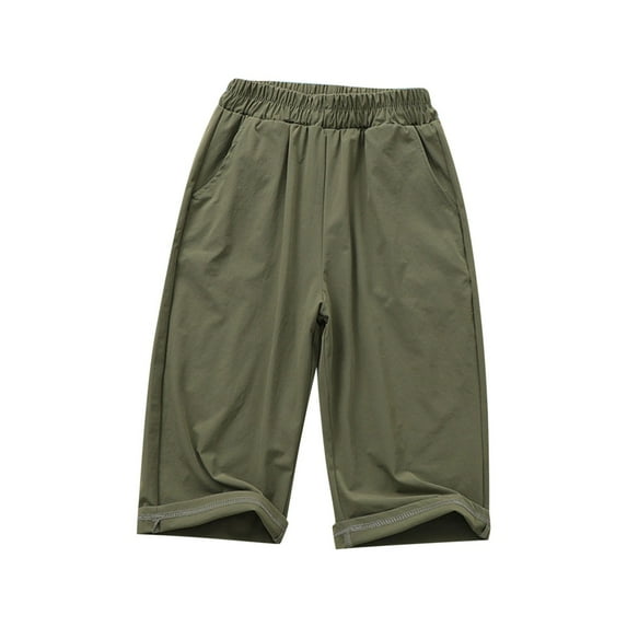 tarylea Toddler Clothes Boys Girls Capri Pants Unisex Quick Dry Capris Lightweight Pull on Summer Cropped Lounge Trousers