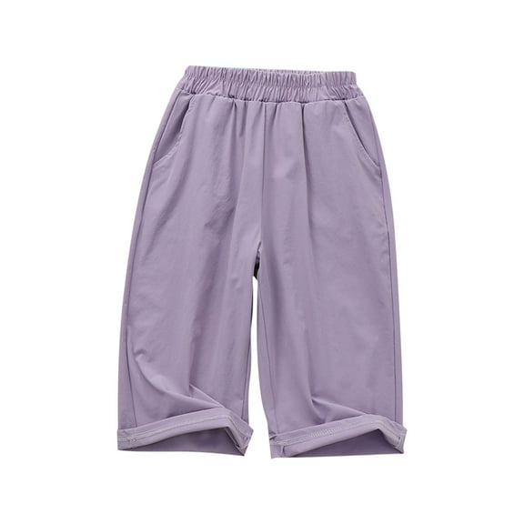 tarylea Toddler Clothes Boys Girls Capri Pants Unisex Quick Dry Capris Lightweight Pull on Summer Cropped Lounge Trousers