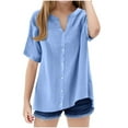 thumbnail image 1 of tarylea Toddler Clothes Girls Button down Shirts Short Sleeve Shirts Button up V Neck Casual Summer Tops, 1 of 5