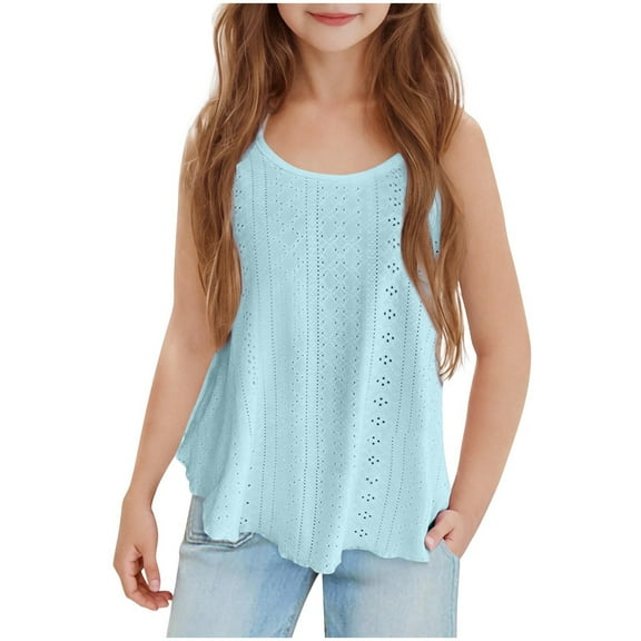 tarylea Toddler Clothes Girls Eyelet Tank Tops Sleeveless Shirts Scoop Neck Casual Flowy Camis Shirts
