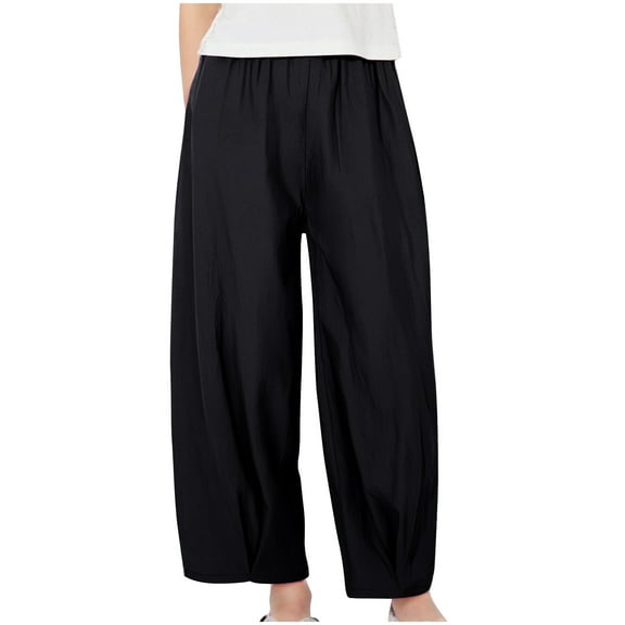 tarylea Toddler Clothes Girls Wide Leg Pants Casual Flowy Elastic Waist Palazzo Cropped Trousers with Pockets