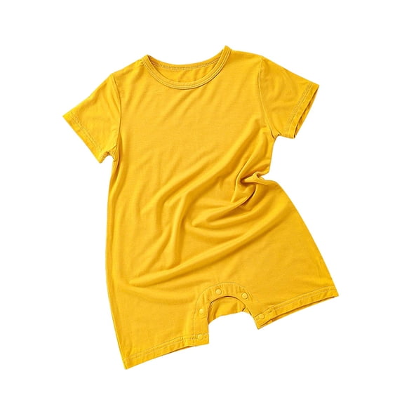 tarylea Toddler Clothes Summer Romper Crew Neck Short Sleeve Bodysuit Solid Color Lightweight Breathable Casual Jumpsuit