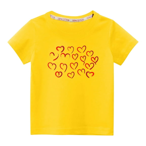 tarylea Toddler Girl Boy Valentines Day Cotton Shirt Heart Print Short Sleeve T-Shirts Round Neck Tees Tops