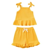 tarylea Toddler Girl Summer Clothes Baby Girl Ruffle Hem Camisole Top Short Set Beach Outfit