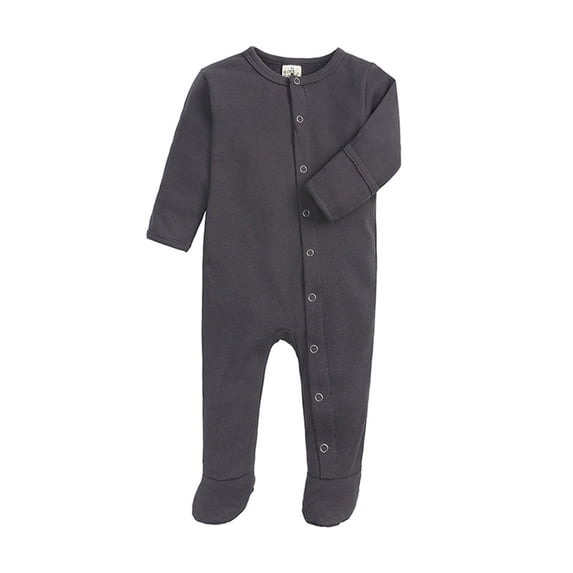 tarylea Toddler Girls Boys Clothes Button down Footies Rompers Long Sleeve Crew Neck Solid Color Jumpsuits Casual Fall Outwear Outfits for 0-12 Months