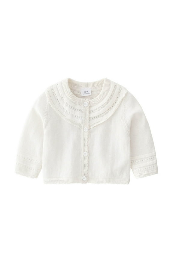 Toddler Girls Clothes Button down Crew Neck Cardigan Solid Color Long Sleeve Sweater Casual Loose Dressy Fall Infant Tops for 3 Months-3 Years