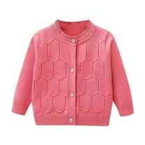 tarylea Toddler Girls Clothes Button down Crew Neck Cardigan Solid Color Long Sleeve Sweater Casual Loose Dressy Fall Infant Tops for 3 Months-3 Years