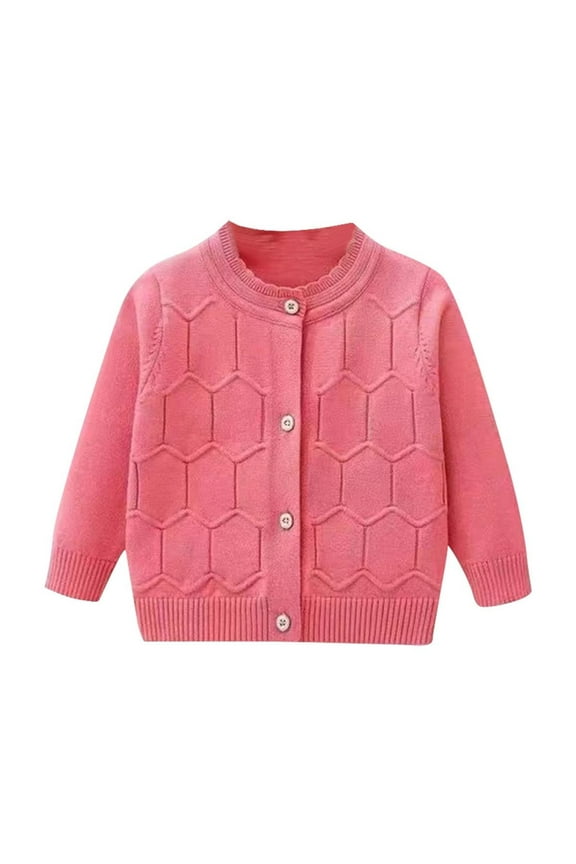 Toddler Girls Clothes Button down Crew Neck Cardigan Solid Color Long Sleeve Sweater Casual Loose Dressy Fall Infant Tops for 3 Months-3 Years